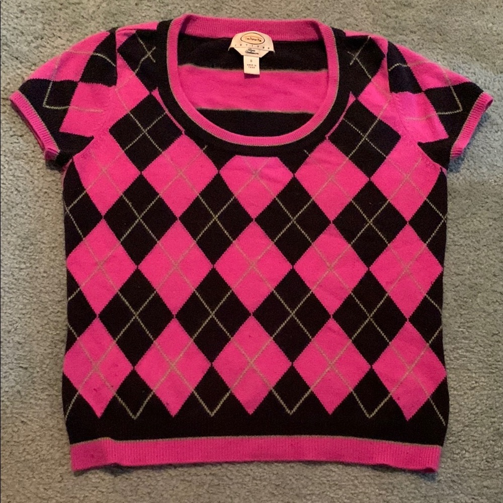 Talbots Pink and Black Pure Cashmere Sweater S